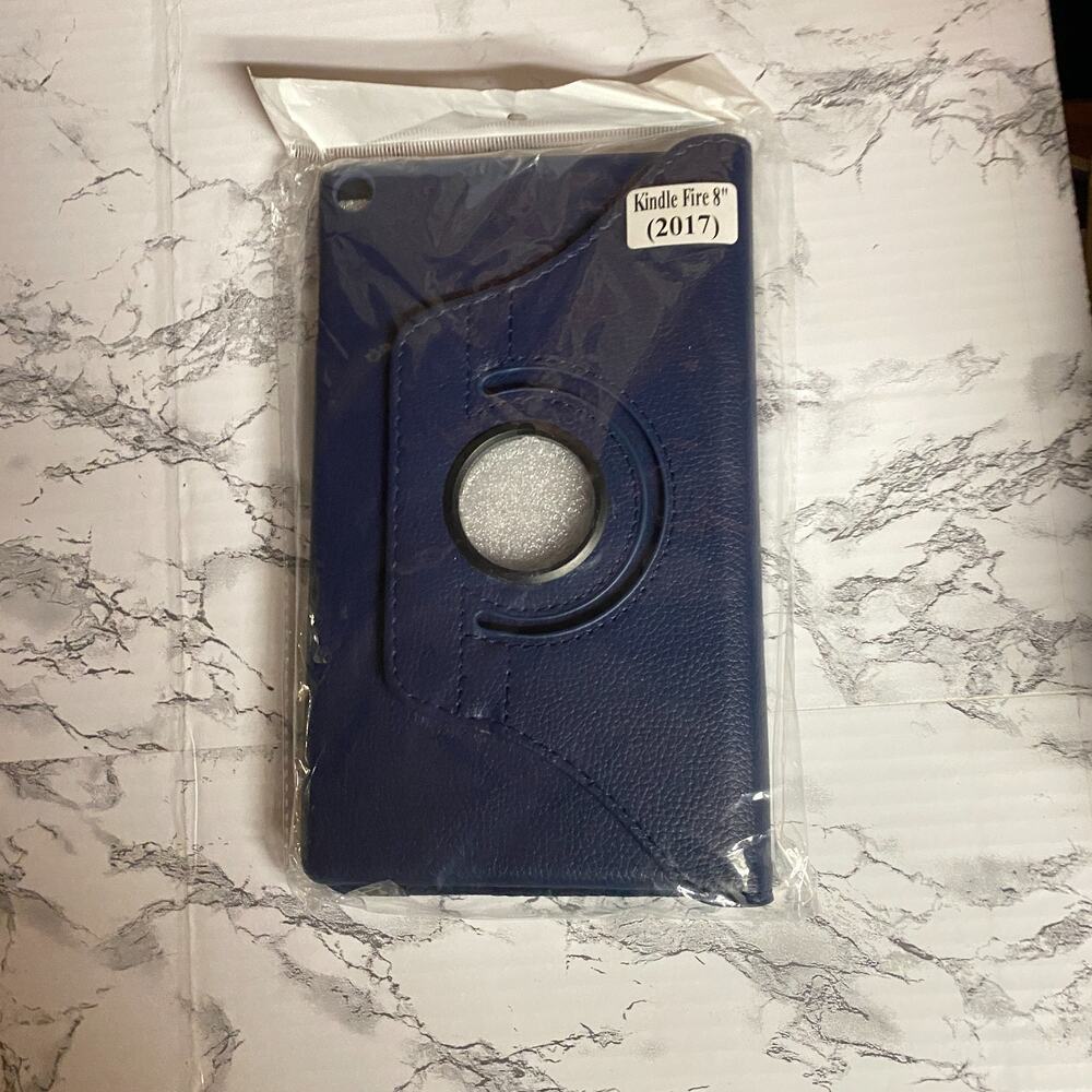 New Kindle Fire 2017 7" Navy Blue Faux Leather Tablet Case